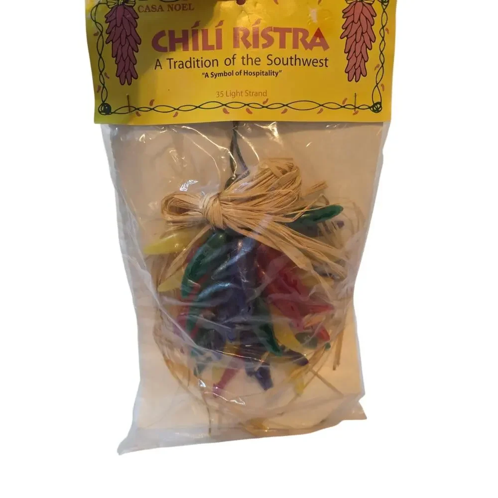 Vintage Nos Casa Noel Chili Ristra 35 Light Stand Hanging Peppers